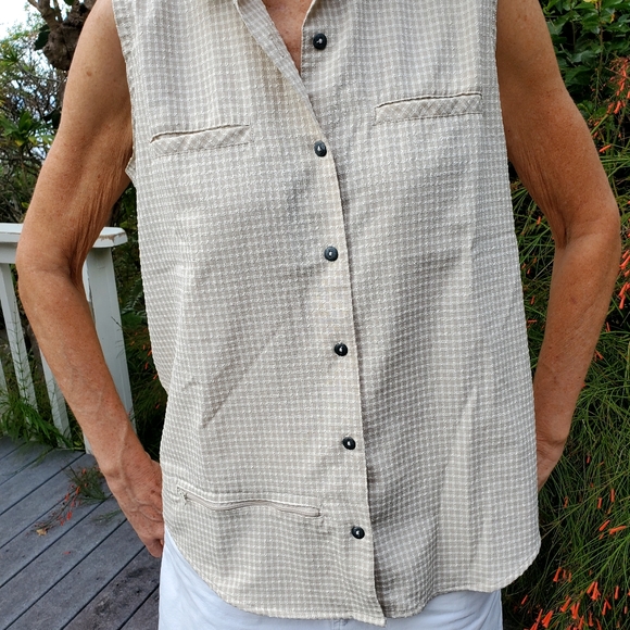 Sleeveless Casual Button Down Shirt by SPORTIF USA - Picture 11 of 14